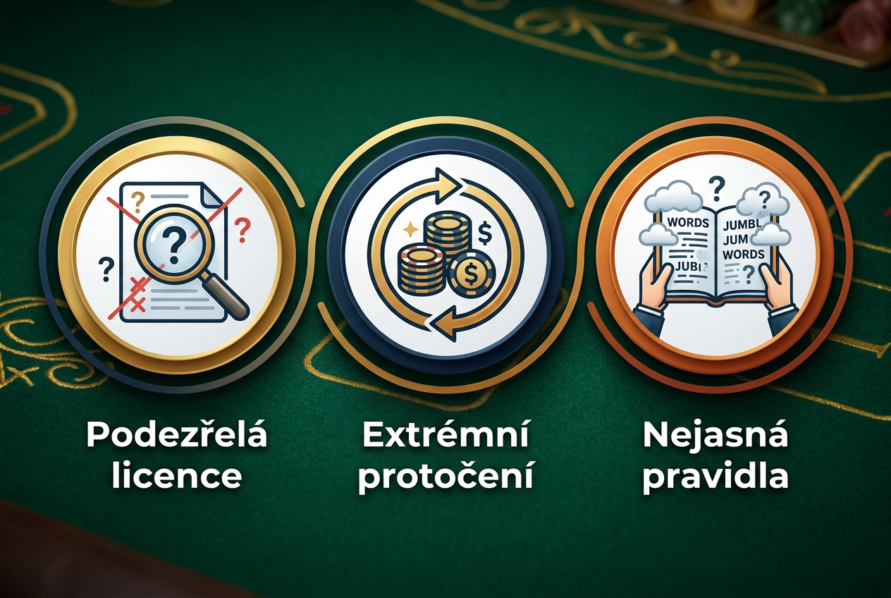 Varovné signály a rizika u nelegálních operátorů s českými popisky